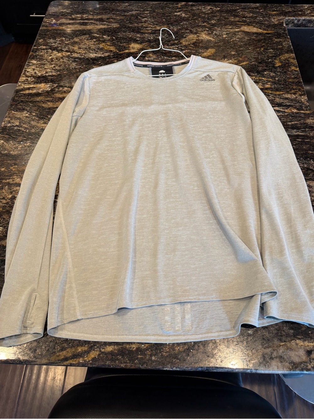 Adidas Running Men’s Long Sleeve Crew Top - Light Gray L